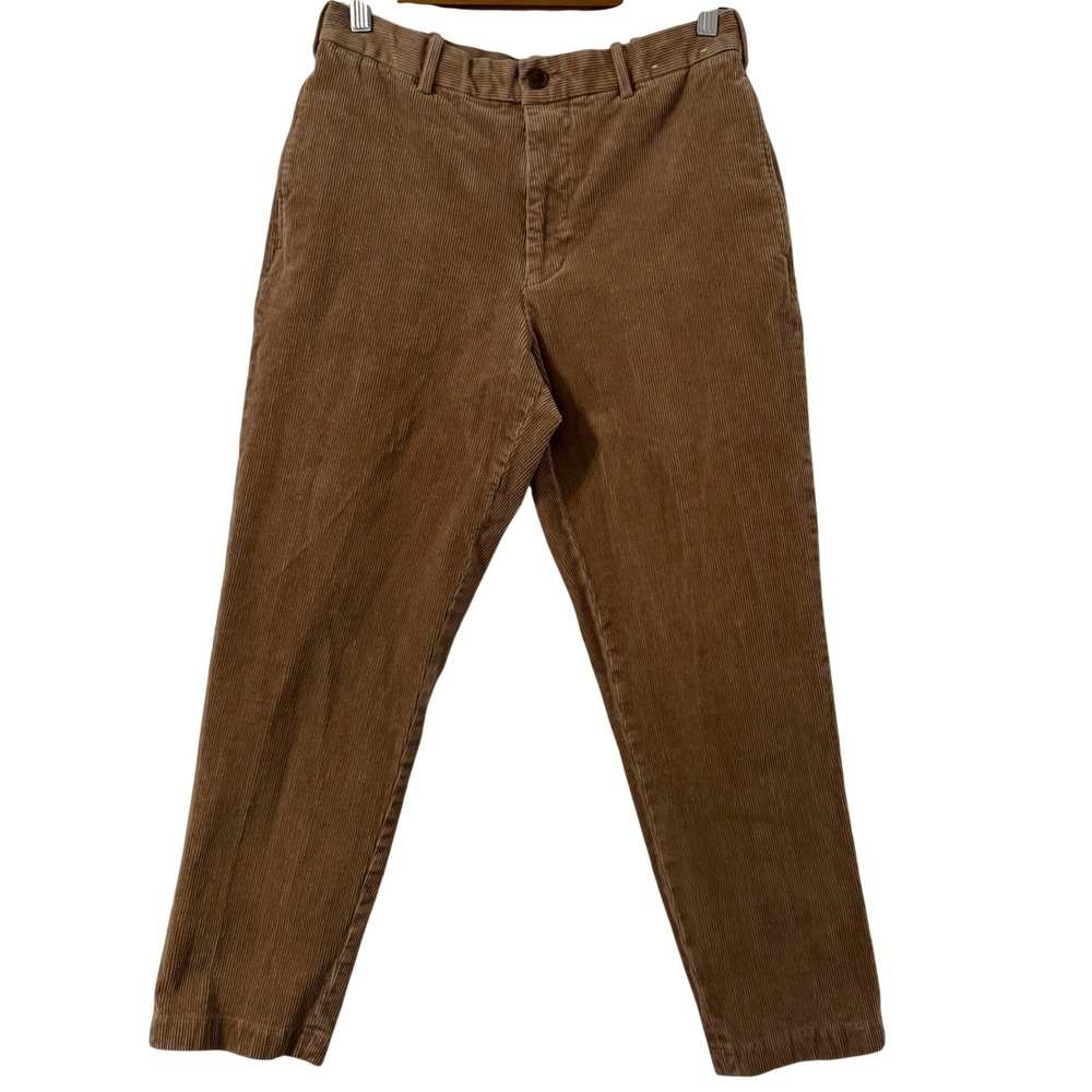 Uniqlo Corduroy Ankle Pants Womens S‎ Brown Waist 27-30 Tapered Stretch Trousers